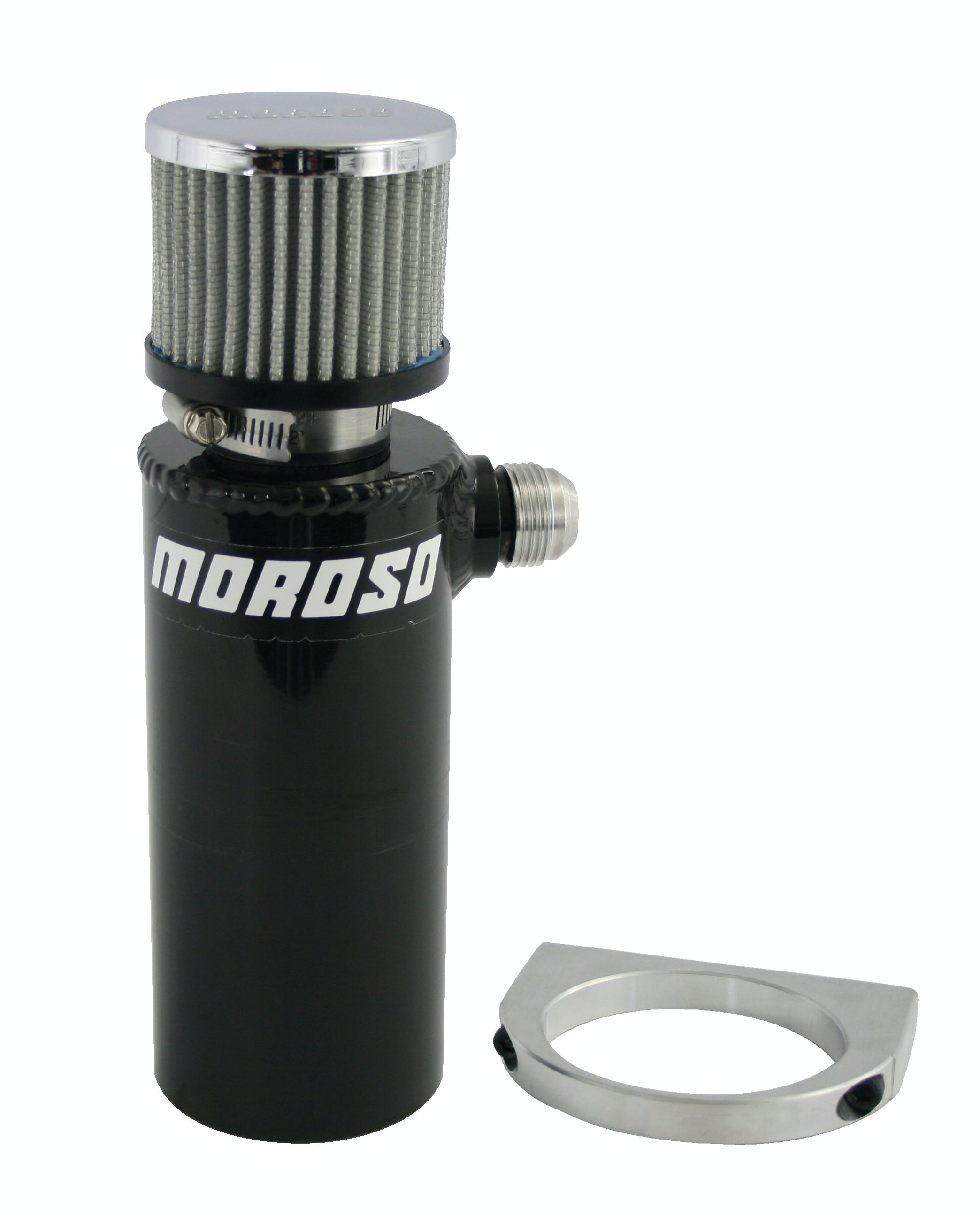 Moroso 85467 Vacuum Pump Breather Tank (Internal Baffling, Mesh Media, 1/4 -20 Hardware)