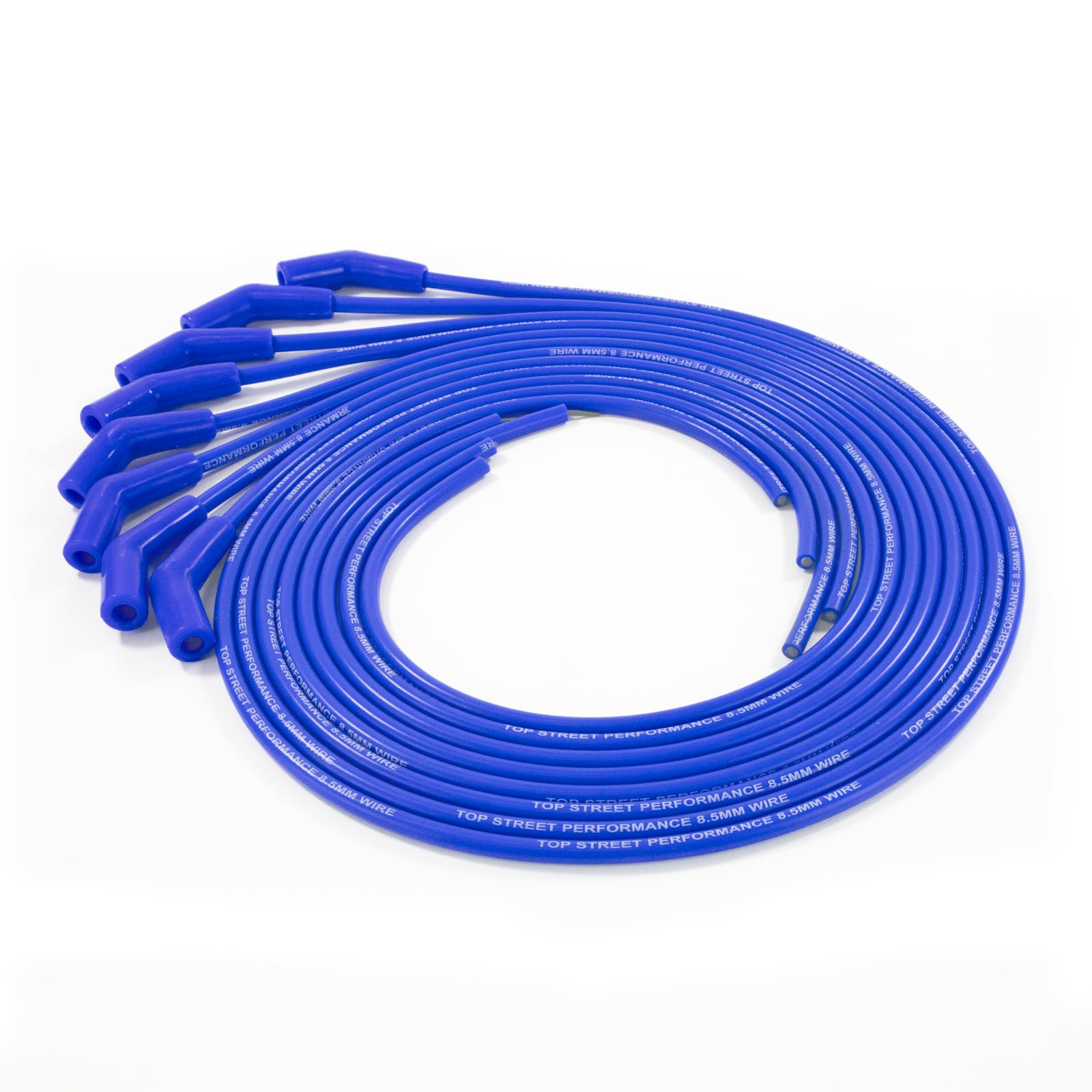 Top Street Performance 85635 8.5mm Universal Spark Plug Wire Set with 135° Plug Boots, Blue