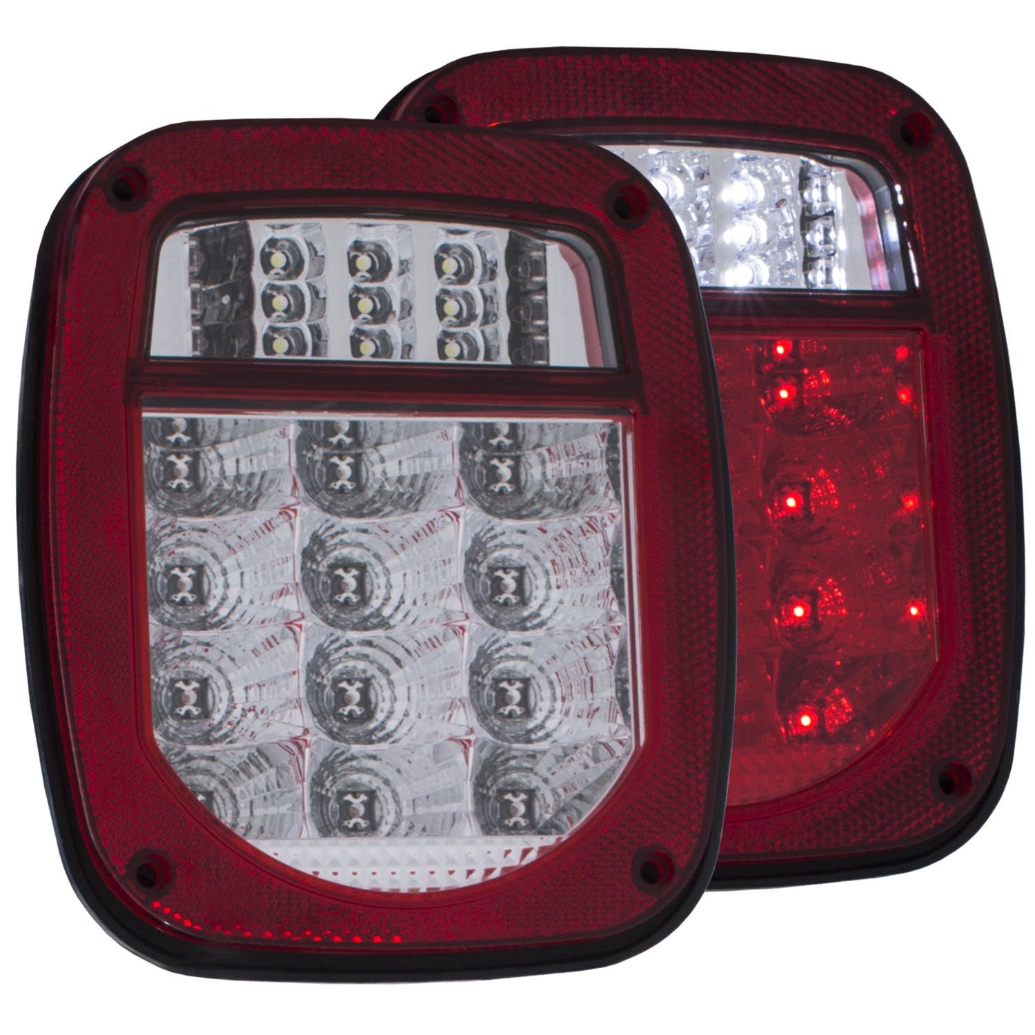 AnzoUSA 861082 LED 2 Lens - Red/Clear, Chrome