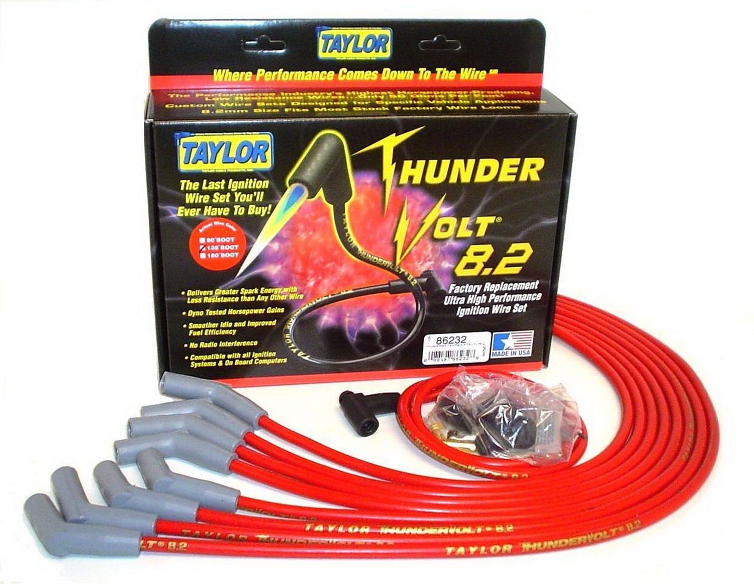 Taylor Cable Products 86232 Thundervolt 8.2 race fit 8 cyl red