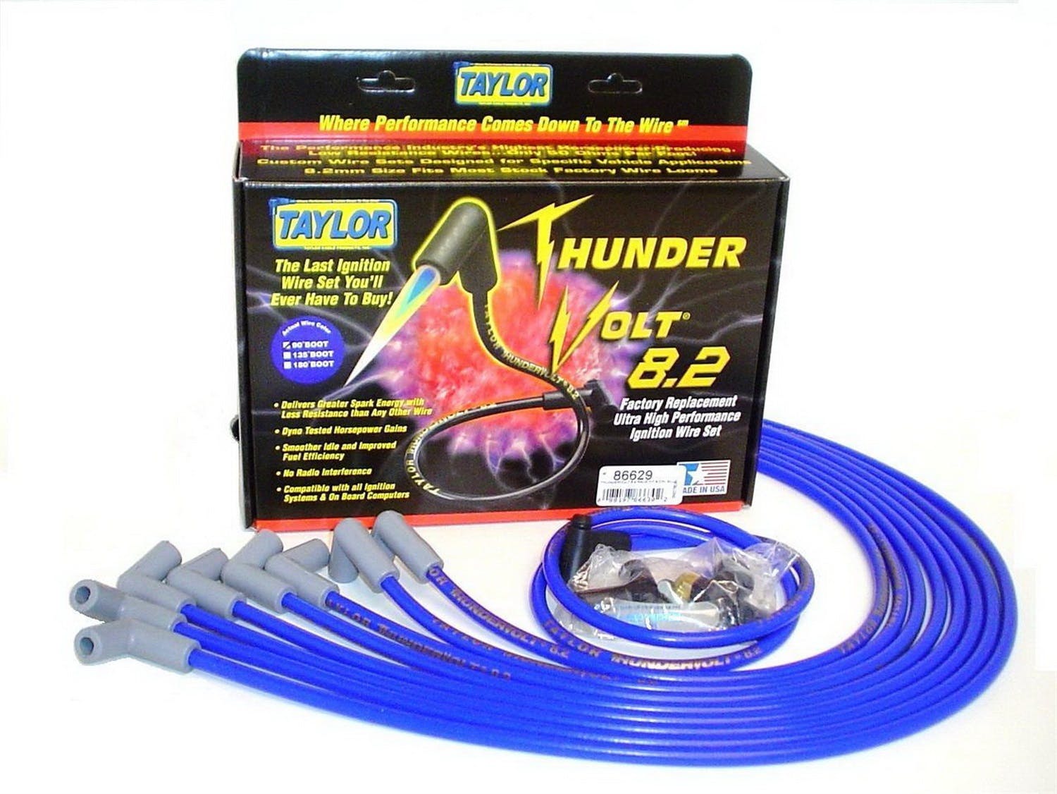 Taylor Cable Products 86629 Thundervolt 8.2 race fit 8 cyl blue