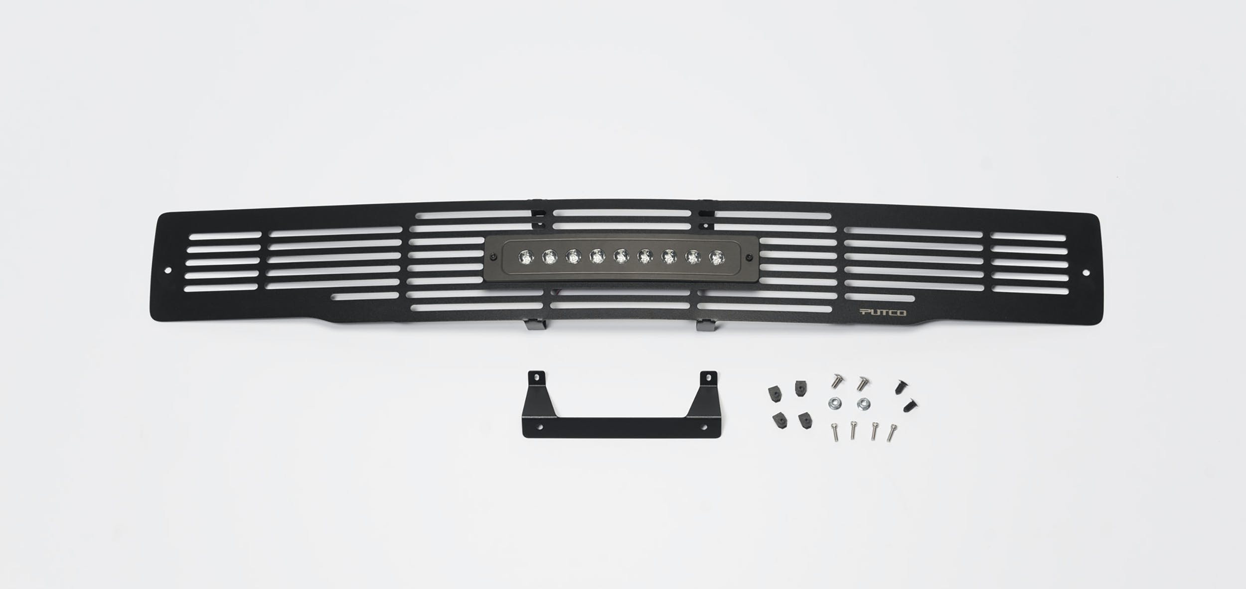 Putco 87160L Stainless Steel Black Bar Design Bumper Insert w/10 inch Luminix Light Bar