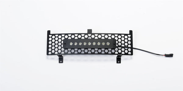 Putco 88195L Stainless Black Punch Design Bumper Grille with curved flush 10 inch Light Bar