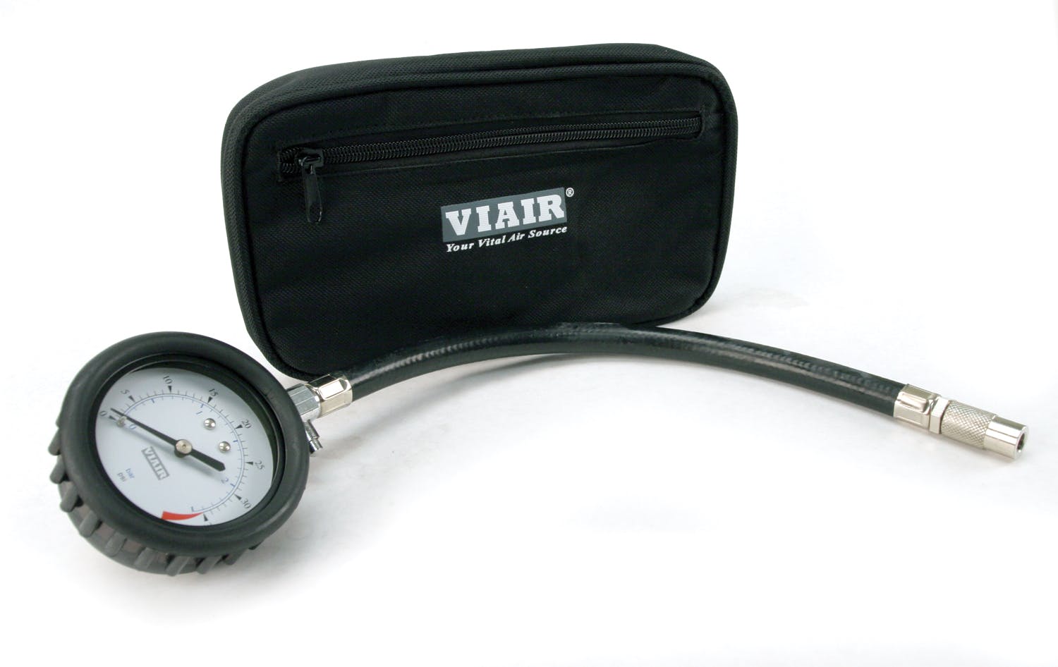 VIAIR 90057 2.5in Tire Gauge w/Hose 0 to 35 PSI  with Storage Pouch