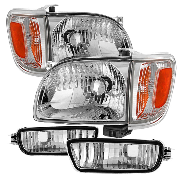 XTUNE POWER 9027468 Toyota Tacoma 01 04 Crystal Headlights with Amber Corner and Side Marker Lights 6pcs Chrome