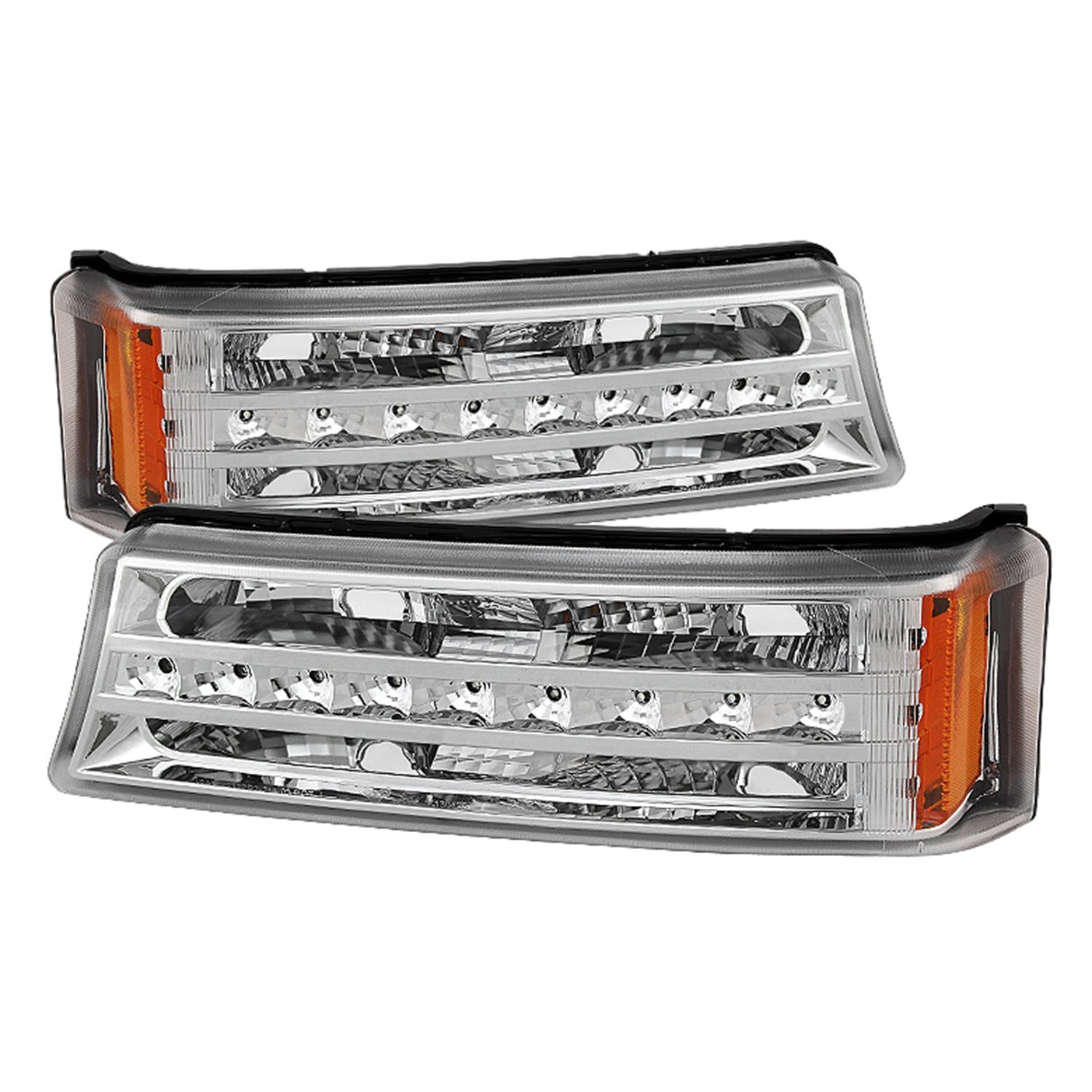 XTUNE POWER 9027499 Chevy Silverado 03 06 Avalanche 02 06 (Does Not fit with Body Cladding Models) LED Bumper Lights Chrome