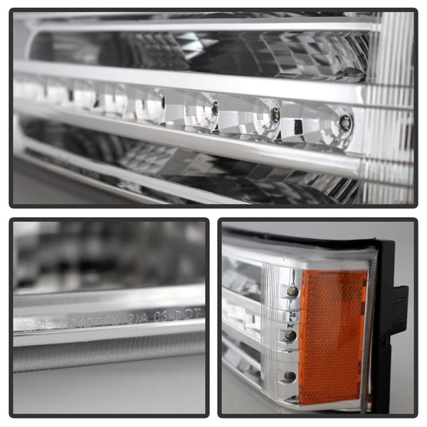 XTUNE POWER 9027499 Chevy Silverado 03 06 Avalanche 02 06 (Does Not fit with Body Cladding Models) LED Bumper Lights Chrome