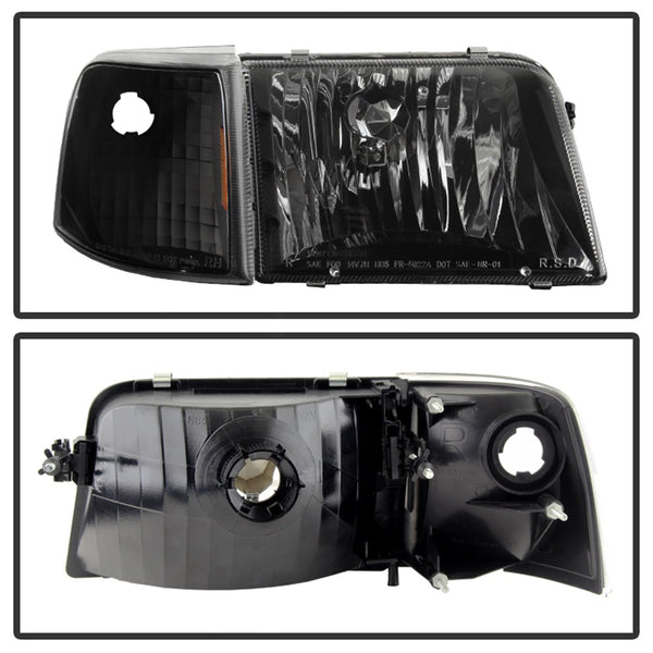 XTUNE POWER 9029363 Ford Ranger 93 97 Crystal Headlights With Corner Lights 4pcs sets Black