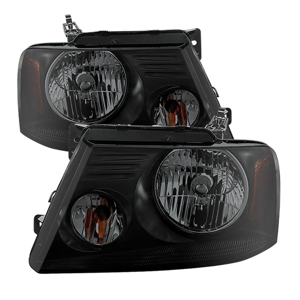 XTUNE POWER 9030338 Ford F150 04 08 Amber Crystal Headlights Black Smoked