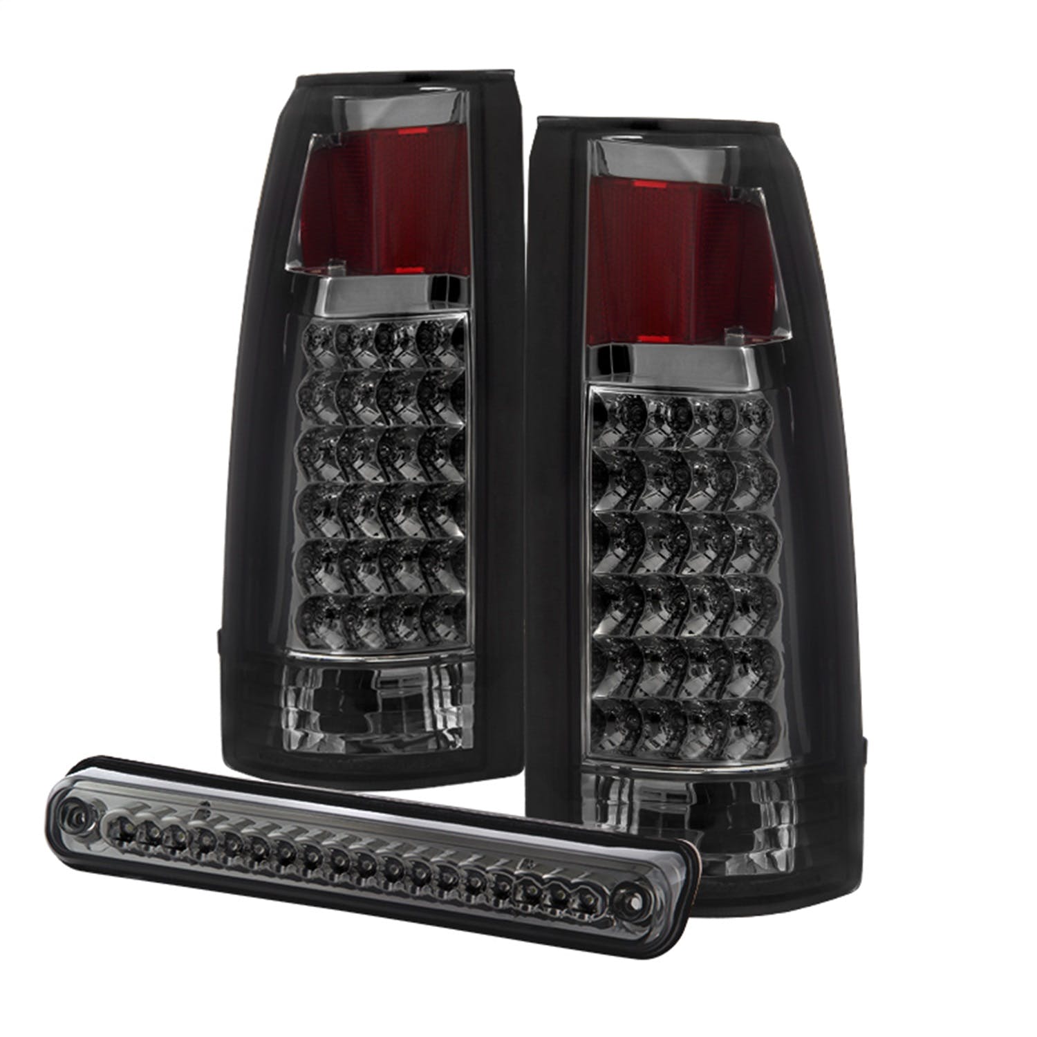 XTUNE POWER 9032752 Chevy C K Series 1500 2500 3500 88 98 GMC Sierra 88 98 LED Tail Lights with 3rd LED brake Light Smoked