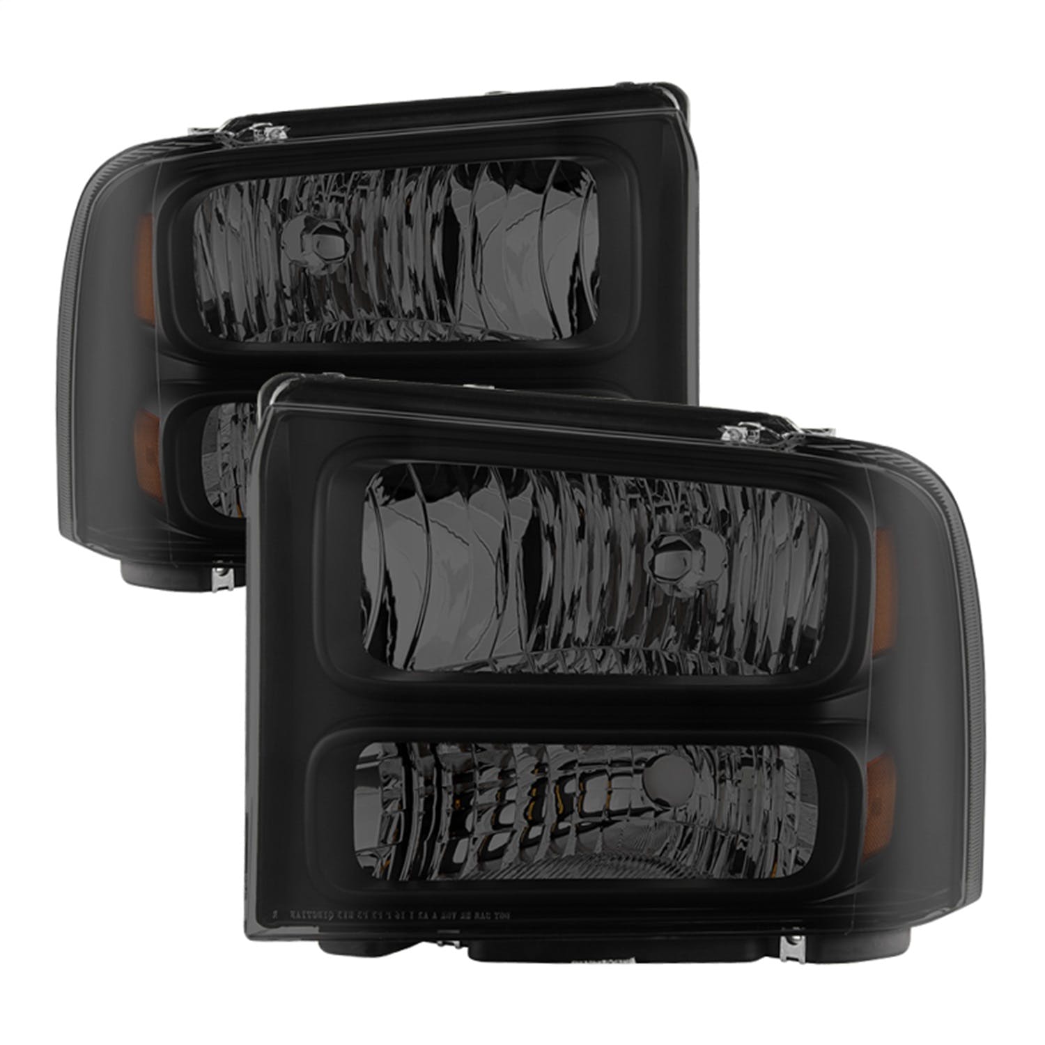 XTUNE POWER 9033001 Ford F250 F350 F450 Superduty Excursion 99 04 Headlights (05 07 Harley Style Convert to 99 04 Come with Bulbs Wiring Harness and Instruction) Black Smoked