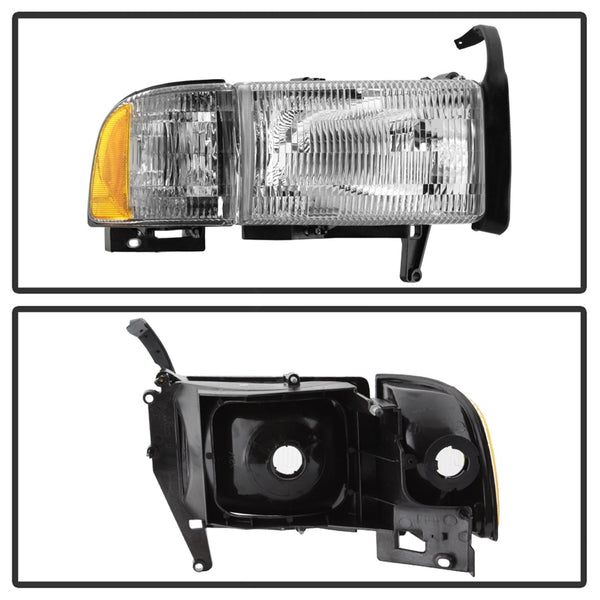 XTUNE POWER 9038181 Dodge Ram 1500 94 01 (Does Not fit Sport Package ) Ram 2500 3500 94 02 OEM Style headlights With Corner Passenger Side Right