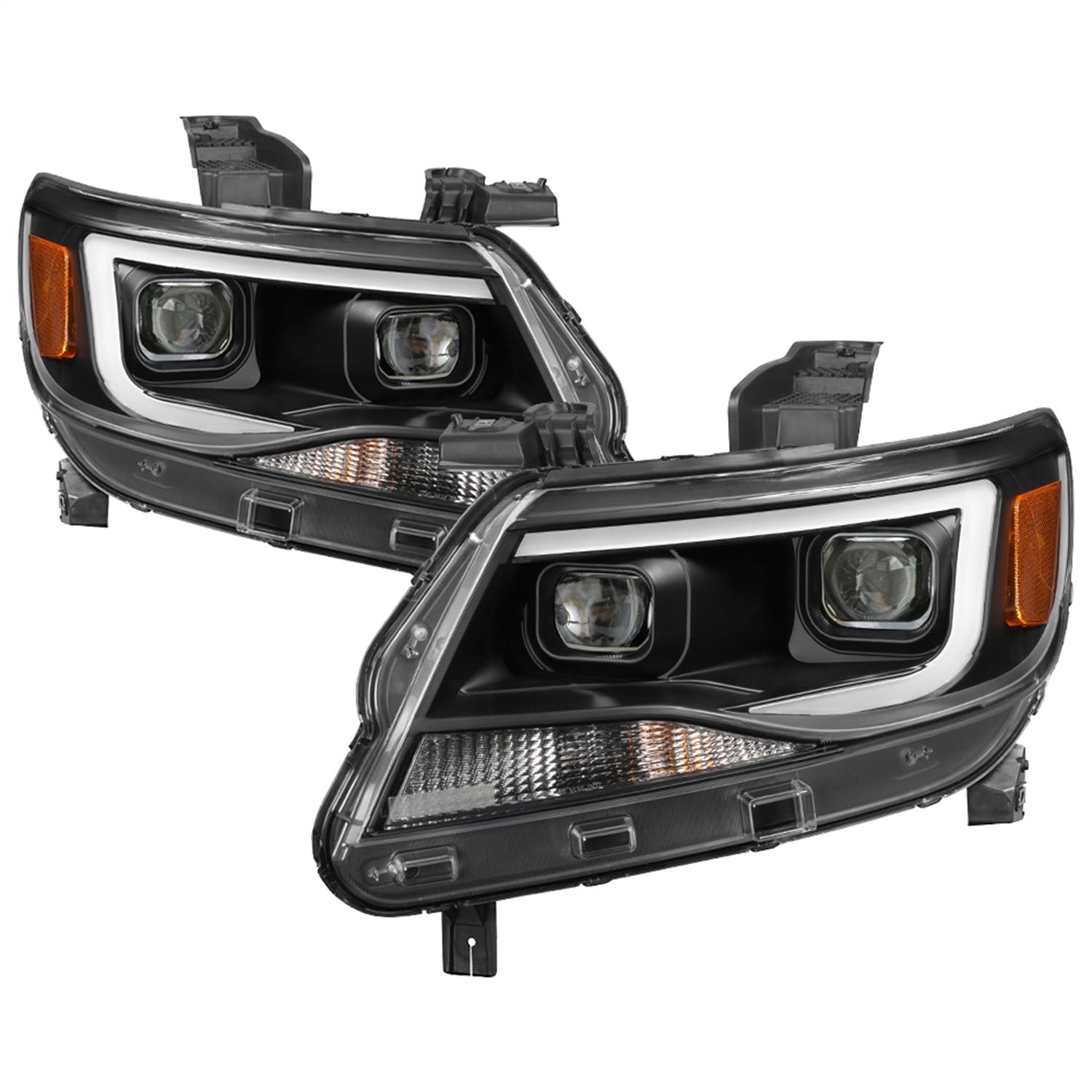 XTUNE POWER 9039287 Chevy Colorado 2015 2019 Halogen Models Only ( Not Compatible With Xenon HID Model ) Projector Headlights Light Bar DRL Black