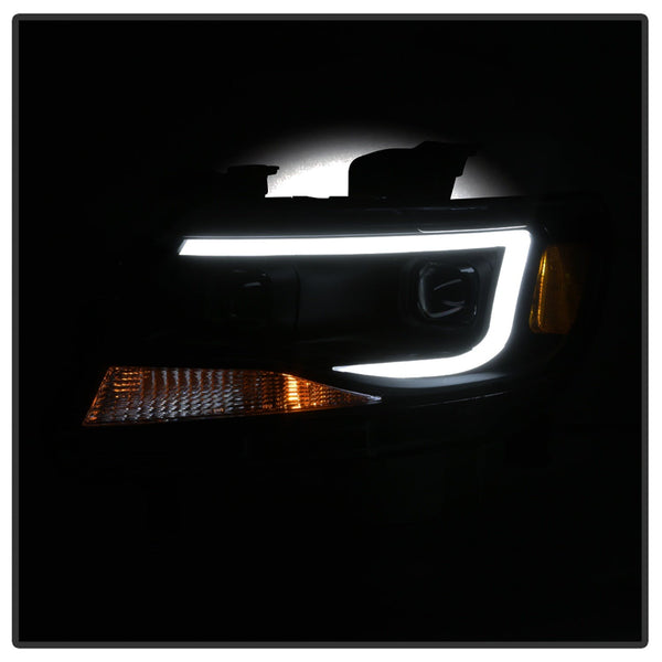 XTUNE POWER 9039300 Chevy Colorado 2015 2019 Halogen Models Only ( Not Compatible With Xenon HID Model ) Projector Headlights Light Bar DRL Black Smoked