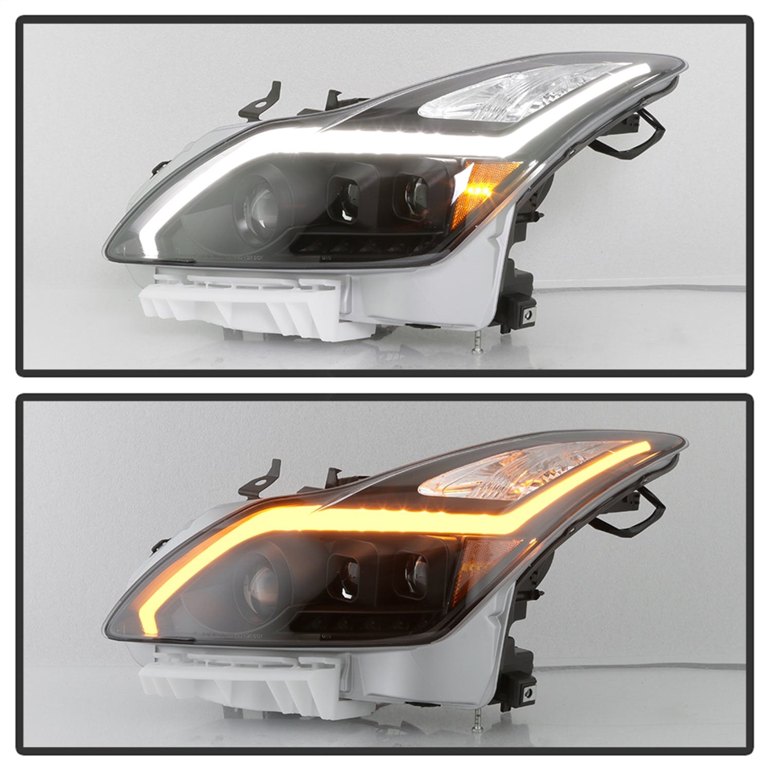 XTUNE POWER 9039331 Infiniti G37 G37X Coupe (non AFS) HID Models Only 2008 2015 ( Not Fit Halogan and Models With AFS ) DRL Light Bar Projector Headlights with Sequential Turn Signal Black