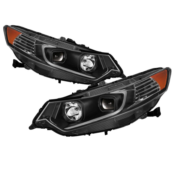 XTUNE POWER 9042218 Acura 2009 2014 Projector Headlights Light Bar DRL Low Beam D2S(Not Included) ; High Beam H1(Included) ; Signal RY21W(Included) Black
