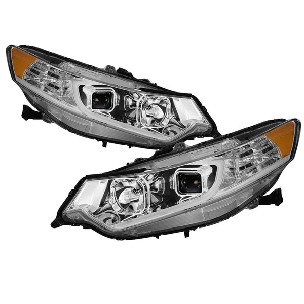 XTUNE POWER 9042225 Acura 2009 2014 Projector Headlights Light Bar DRL Low Beam D2S(Not Included) ; High Beam H1(Included) ; Signal RY21W(Included) Chrome