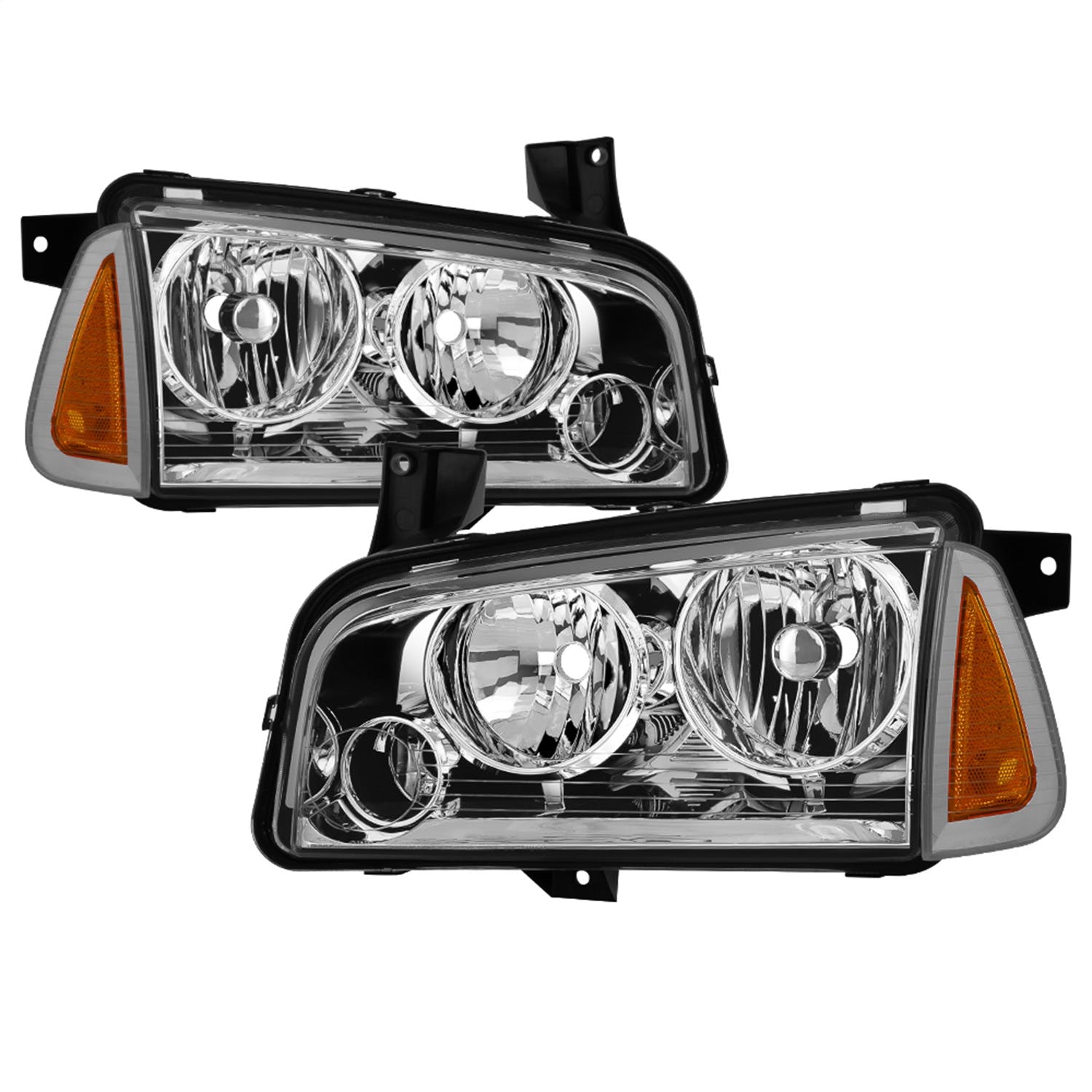 XTUNE POWER 9042393 Dodge Charger 05 10 Halogen Only (Does Not Fit HID Model) OEM Style Headlights with Corner 4pcs Chrome