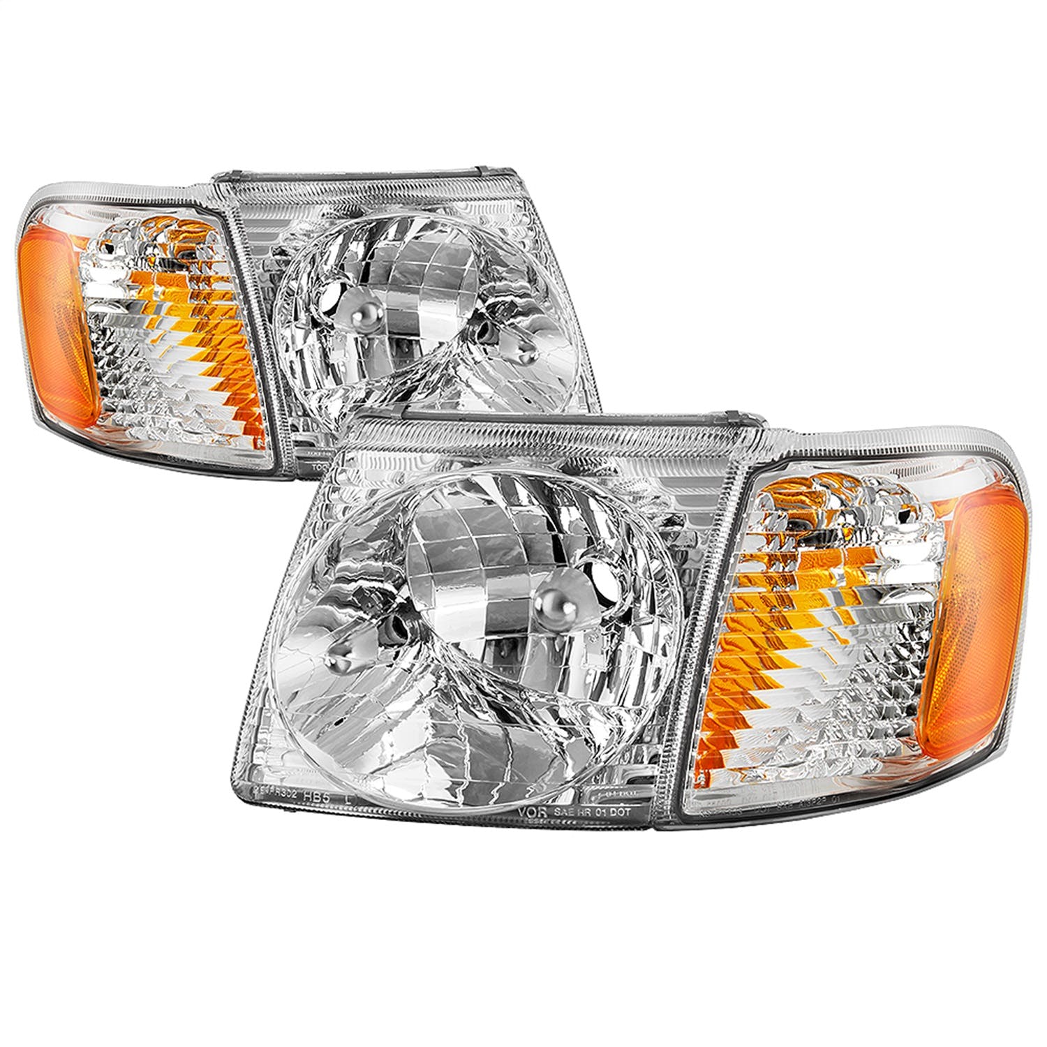 XTUNE POWER 9042621 Ford Explorer Sport 01 03 Explorer Sport Trac 01 05 OEM Style Headlights With Corner 4pcs sets Low Beam HB5(Not Included) ; High Beam HB5(Not Included) ; Signal 3157NA(Not Included) Chrome
