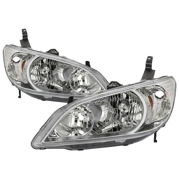 XTUNE POWER 9042713 Honda Civic Coupe and Sedan 04 05 ( Does Not Fit Hatchback and SI Models ) OEM Style Headlights Chrome