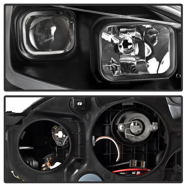 XTUNE POWER 9042966 Nissan Sentra 2013 2015 Halogen Models Only DRL LED Light Bar Projector Headlights Black Low Beam H7 ; High Beam H1 ; Signal 7440