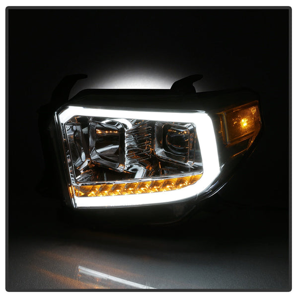 XTUNE POWER 9043048  Toyota Tundra 2014 2017 2018 Tundra ( will only fit SR and SR5 Model ) DRL LED Light Bar Projector Headlights Chrome Low Beam H7 ; High Beam H1 ; Signal LED