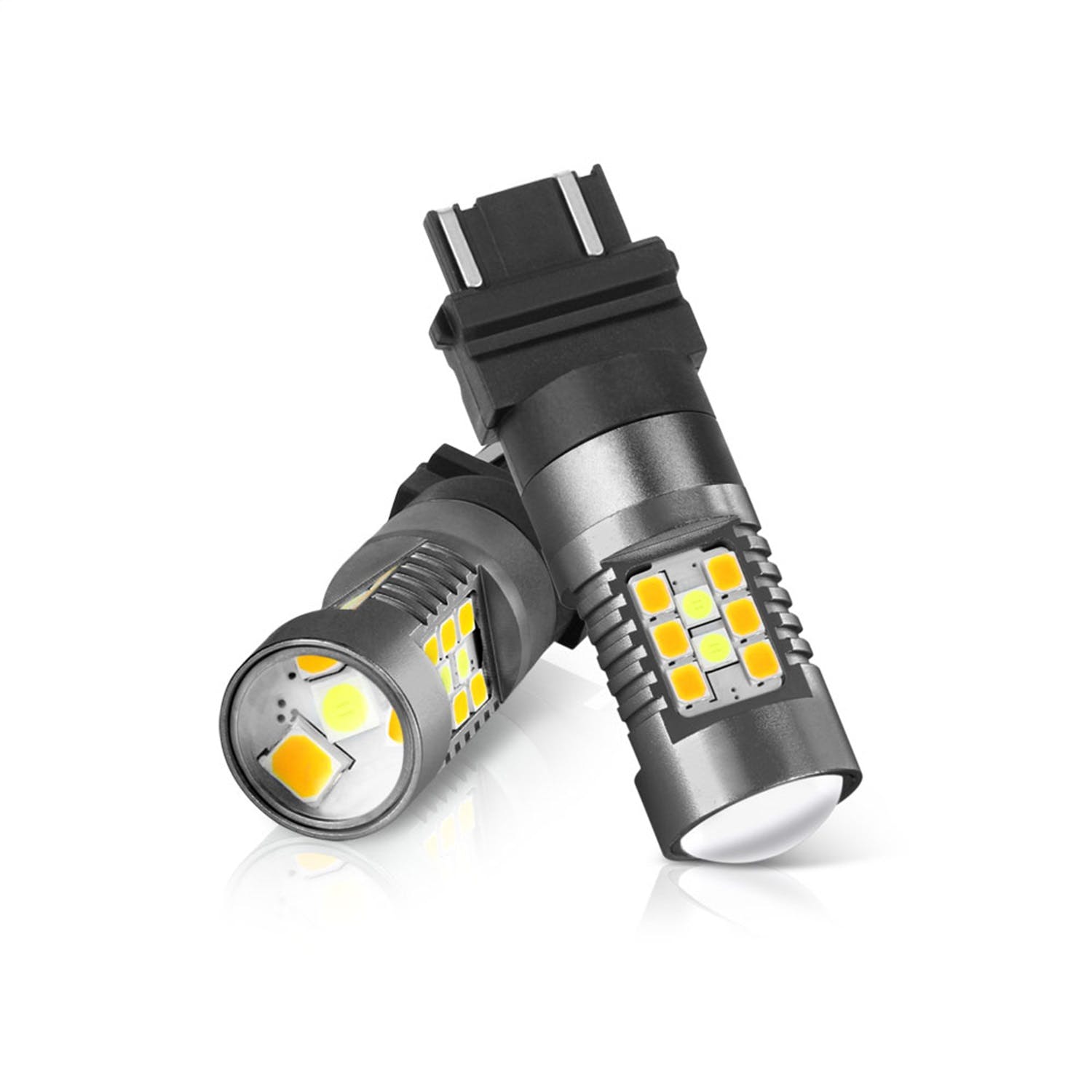 XTUNE POWER 9044472 2IN1 Dual Function 7 x 3030 White LED Chip 21 x 2835 Yellow LED Chip Machine Soldered Into Each Bulb White Yellow Color White JDM Yellow 1 Pair 3157