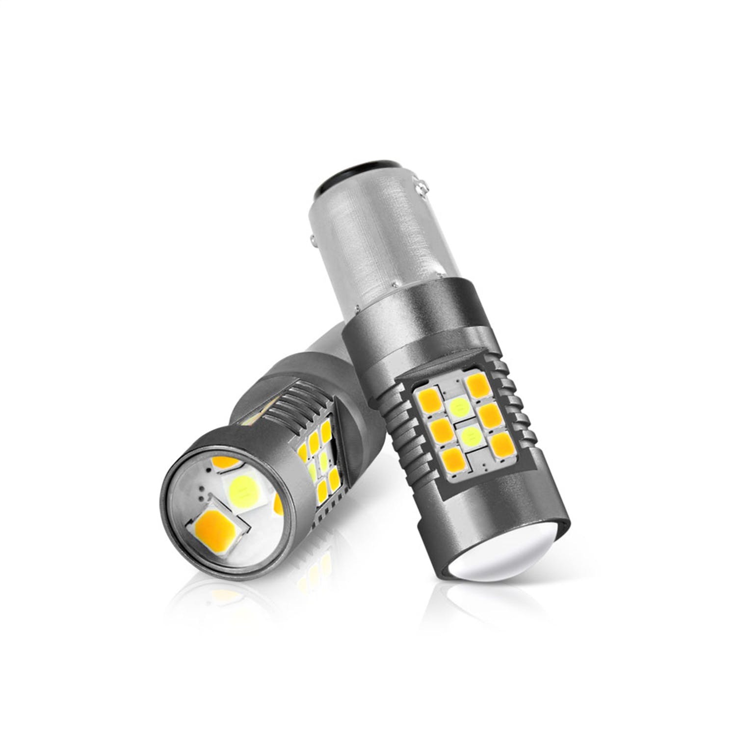 XTUNE POWER 9044649 2IN1 Dual Function 7 x 3030 White LED Chip 21 x 2835 Yellow LED Chip Machine Soldered Into Each Bulb White Yellow Color White JDM Yellow 1 Pair 1157 BAY15D