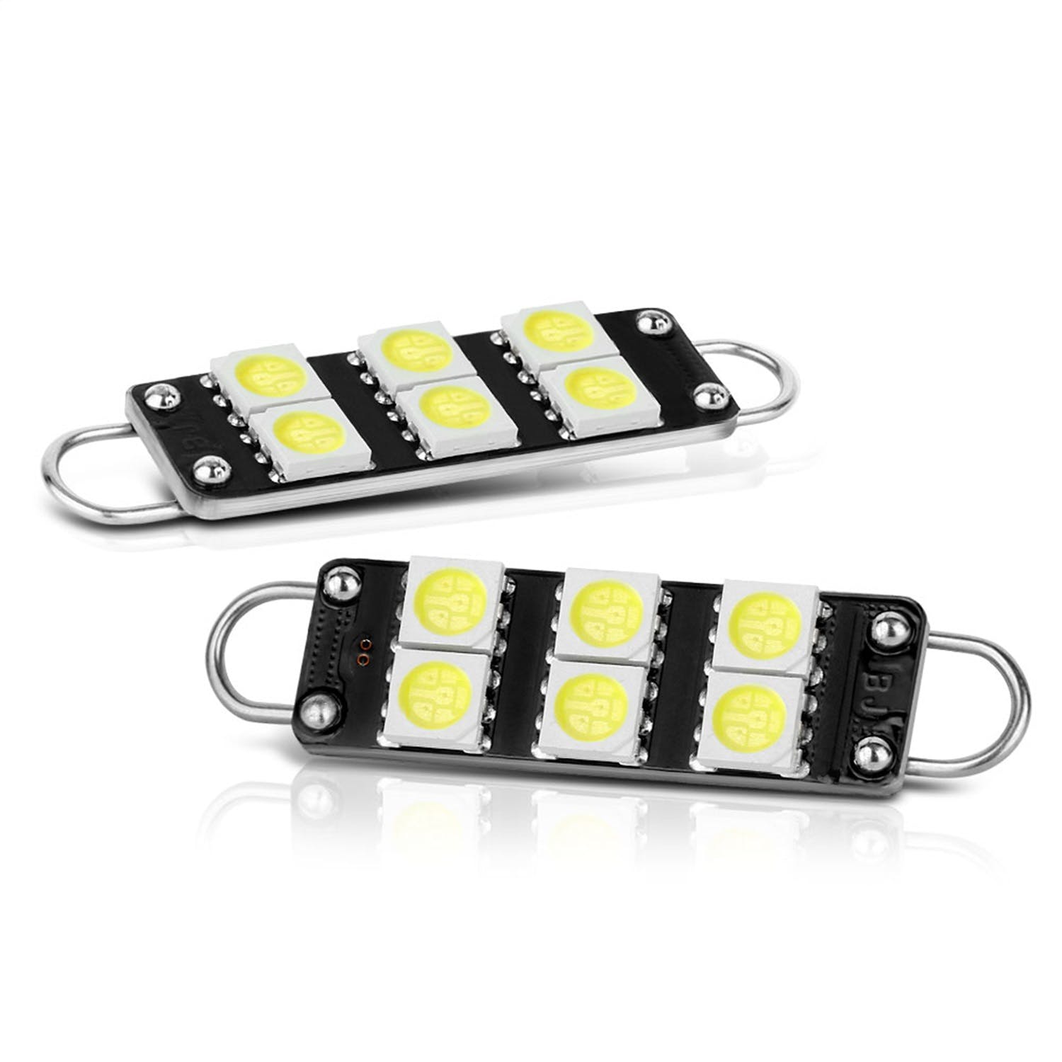 XTUNE POWER 9044908 IDENTICAL OEM SIZE 8 x 5050 LED Chip Machine Soldered Into Each Bulb White Color White 5500K 1 Pair Rigid Loop Festoon
