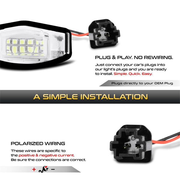 XTUNE POWER 9044991 Complete License Plate Bulb Assembly Replacement with Built In LED Chips