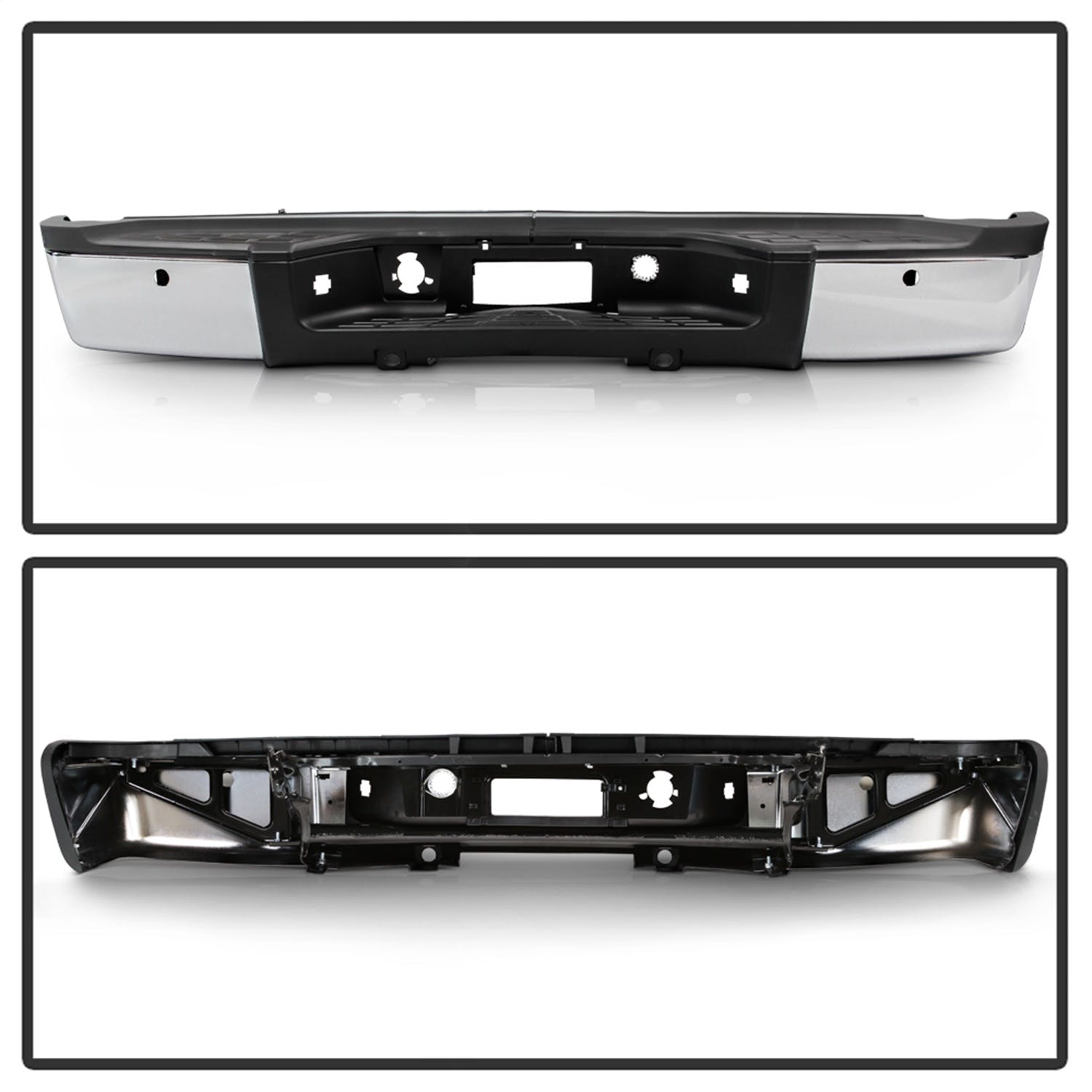XTUNE POWER 9047046 OEM Style Steel Rear Bumper Chrome ( Brackets Hardware And Step Pads Included )