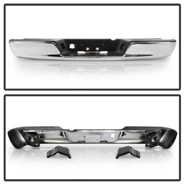 XTUNE POWER 9047367 Dodge Ram 1500 02 08 Ram 2500 3500 03 09 OEM Style Steel Rear Bumper Chrome ( Brackets Hardware And Step Pads Included ) ( Partslink: CH1103111 )
