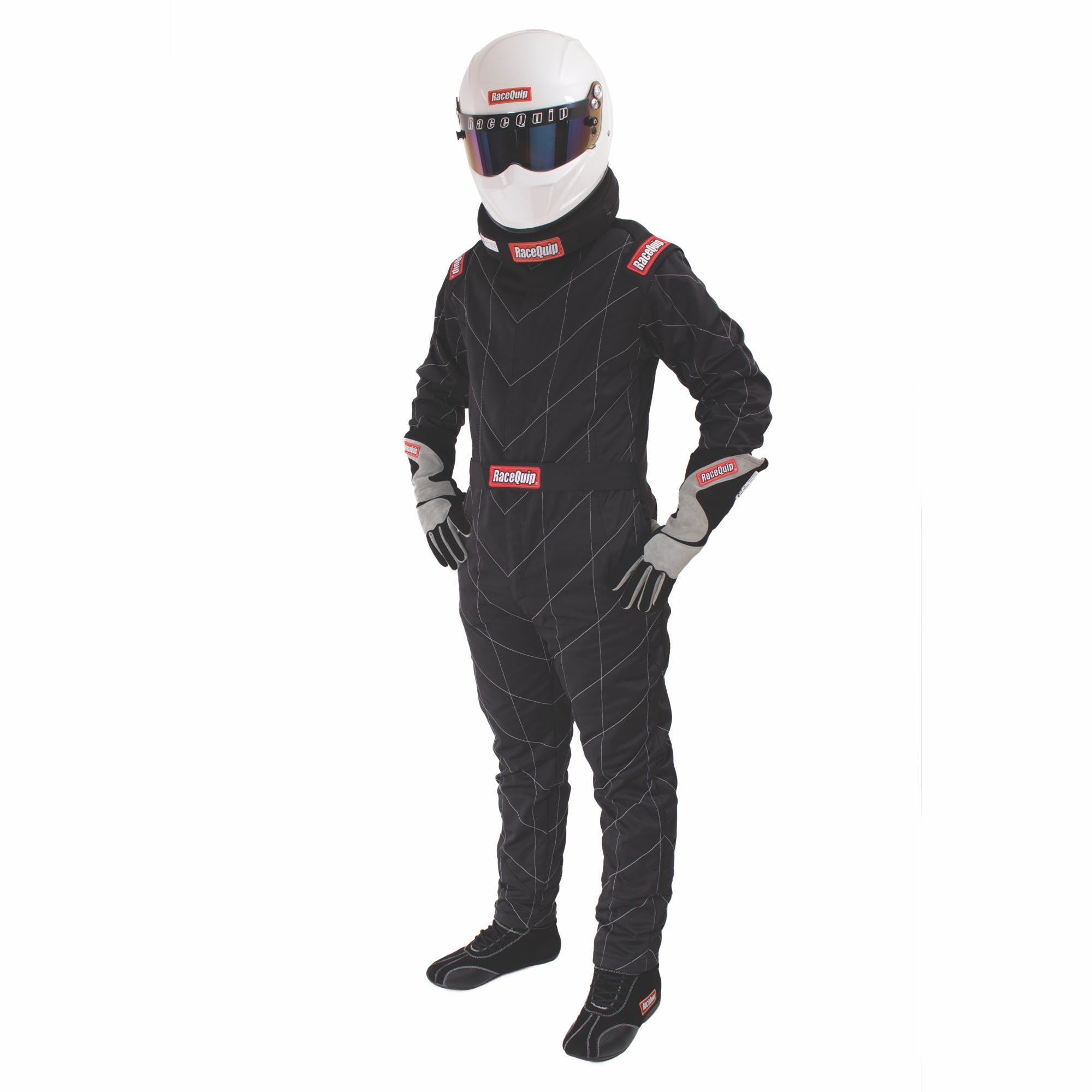 RaceQuip 91609059 One Piece Multi Layer Racing Driver Fire Suit; SFI 3.2A/ 5 ; Black Large