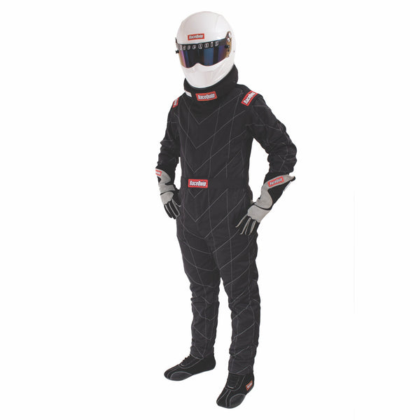 RaceQuip 91609029 One Piece Multi Layer Racing Driver Fire Suit; SFI 3.2A/ 5 ; Black Small