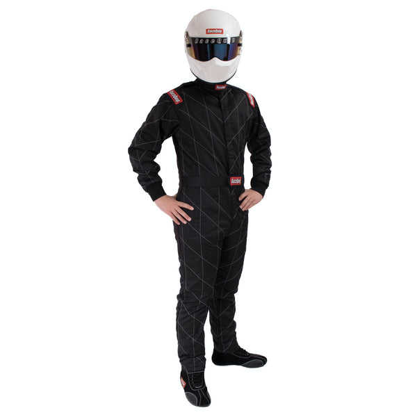 RaceQuip 91609029 One Piece Multi Layer Racing Driver Fire Suit; SFI 3.2A/ 5 ; Black Small