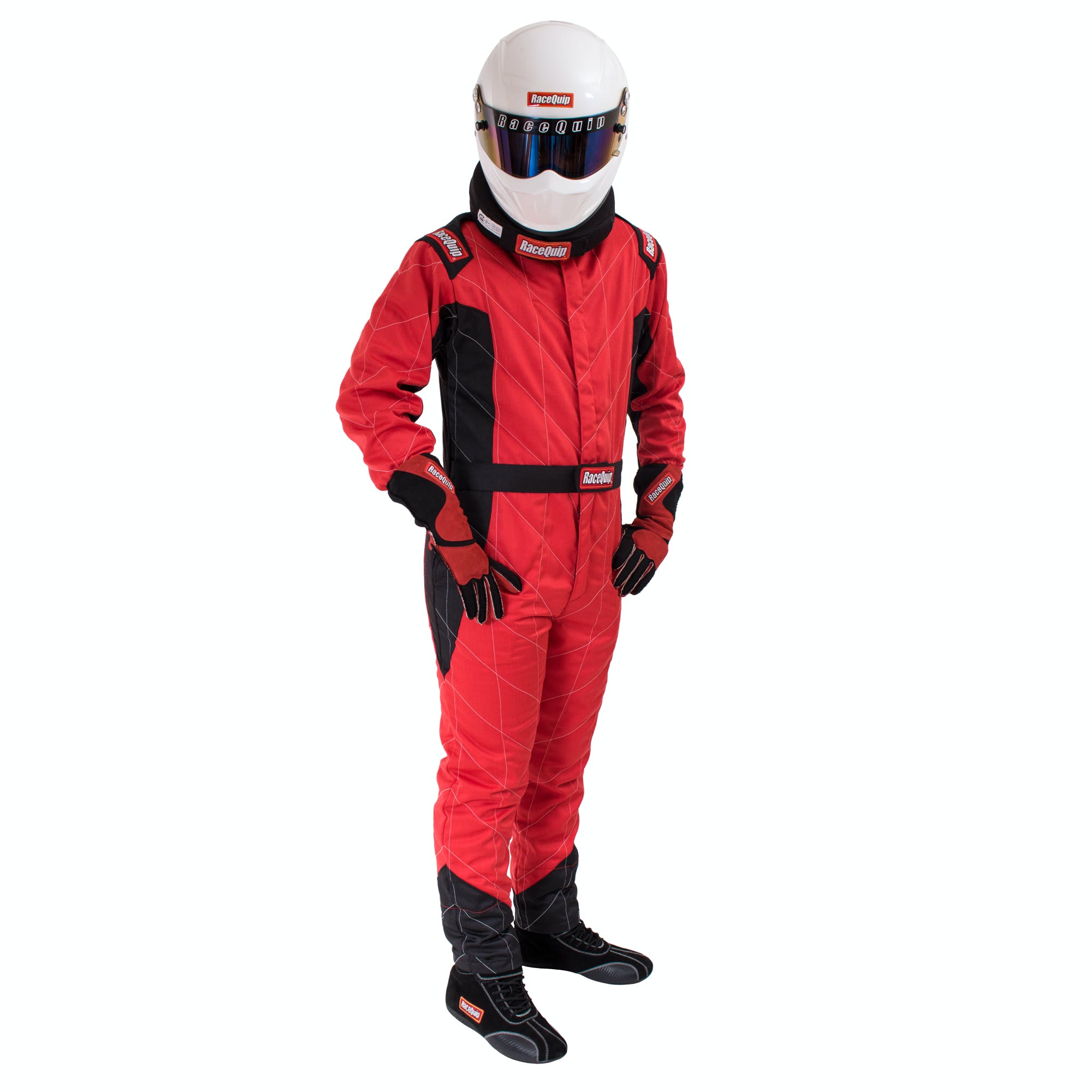 RaceQuip 91609159 One Piece Multi Layer Racing Driver Fire Suit; SFI 3.2A/ 5 ; Red Large