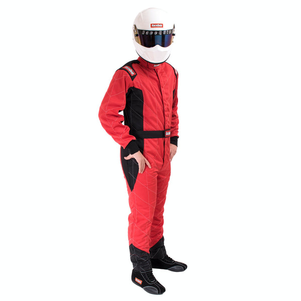 RaceQuip 91609179 One Piece Multi Layer Racing Driver Fire Suit; SFI 3.2A/ 5 ; Red 2X-Large