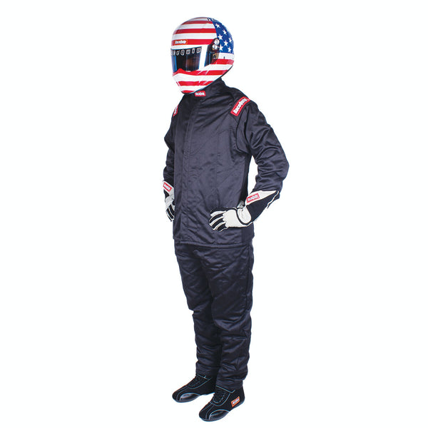 RaceQuip 91619039 Nomex Multi Layer Racing Driver Fire Suit Jacket; SFI 3.2A/ 5 ; Black Medium