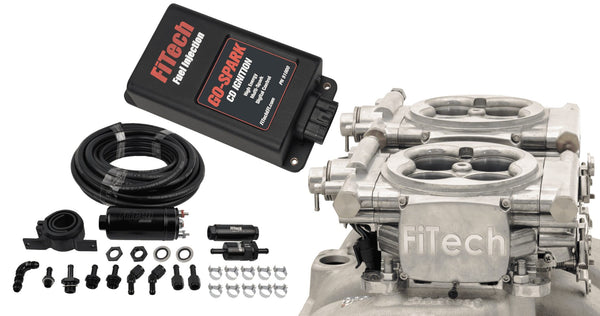 FiTech 93161 Go EFI 2x4 System (Bright Alum Finish) Master Kit w/ Inline Fuel Pump, w/CDI box