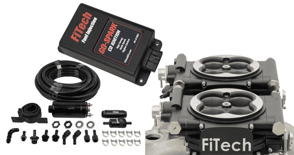 FiTech 93162 Go EFI 2x4 System (Black Finish) Master Kit w/ Inline Fuel Pump, w/CDI box