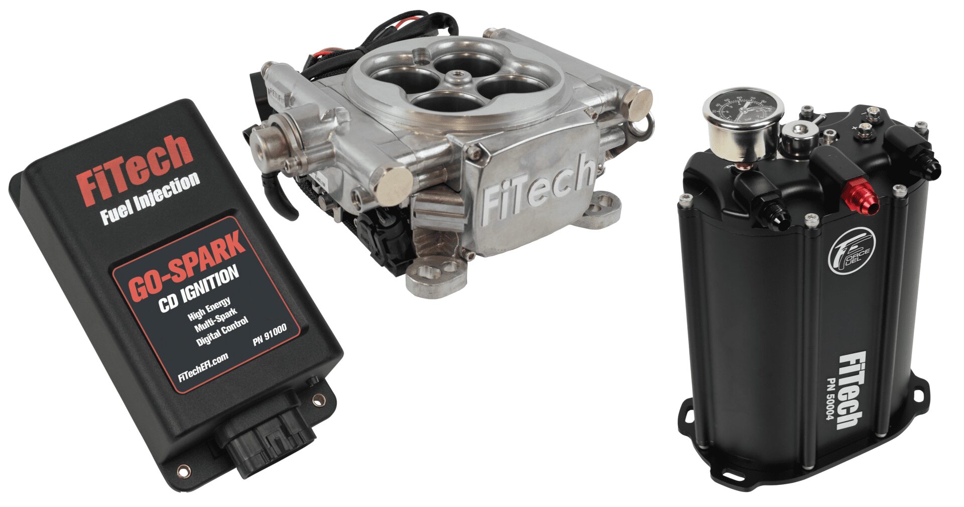 FiTech 93501 Go EFI 4 System (Aluminum Finish) Master Kit w/ Force Fuel, Fuel Delivery System