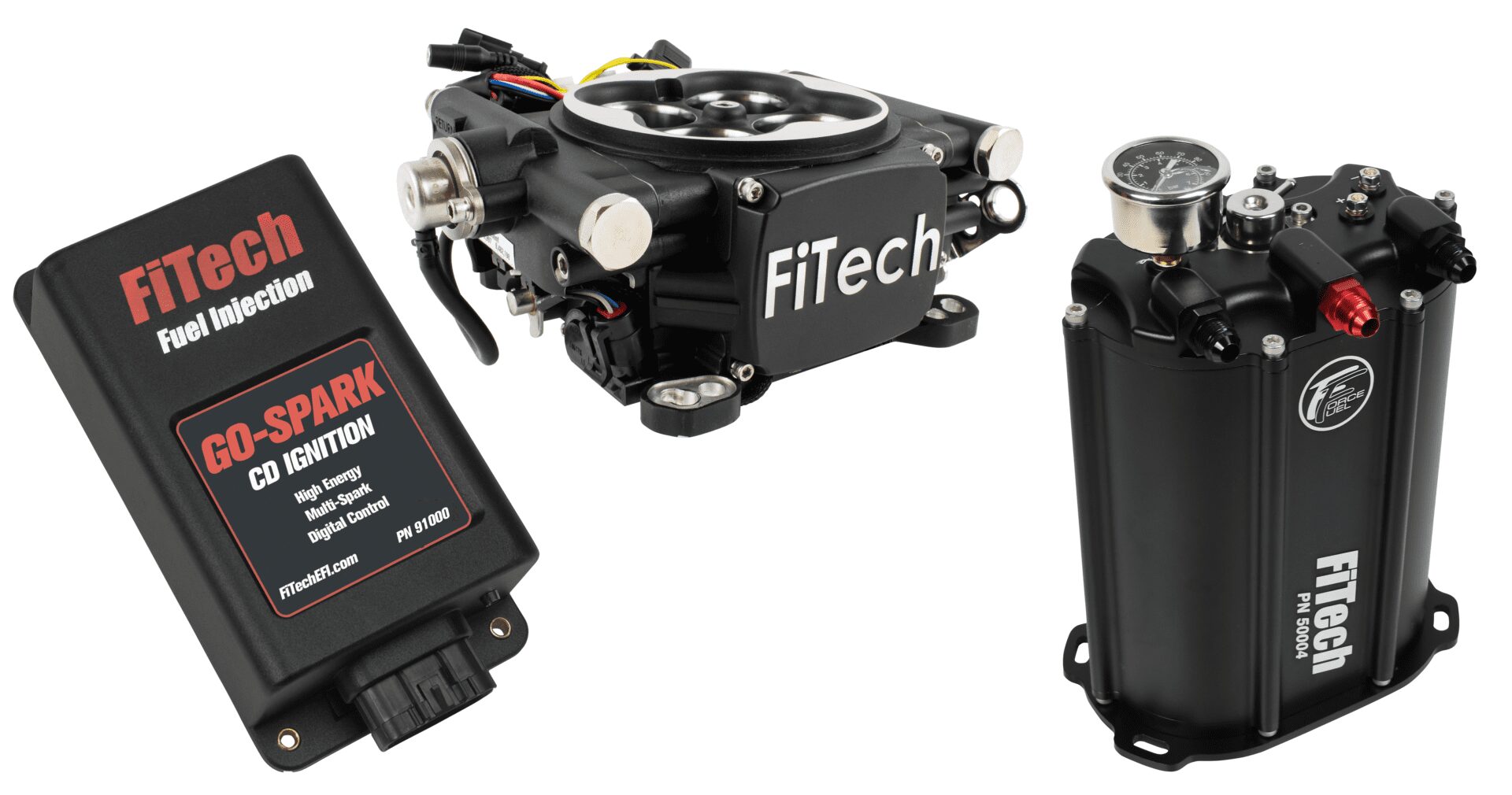 FiTech 93502 Go EFI 4 System (Black Finish) Master Kit w/ Force Fuel, Fuel Delivery System