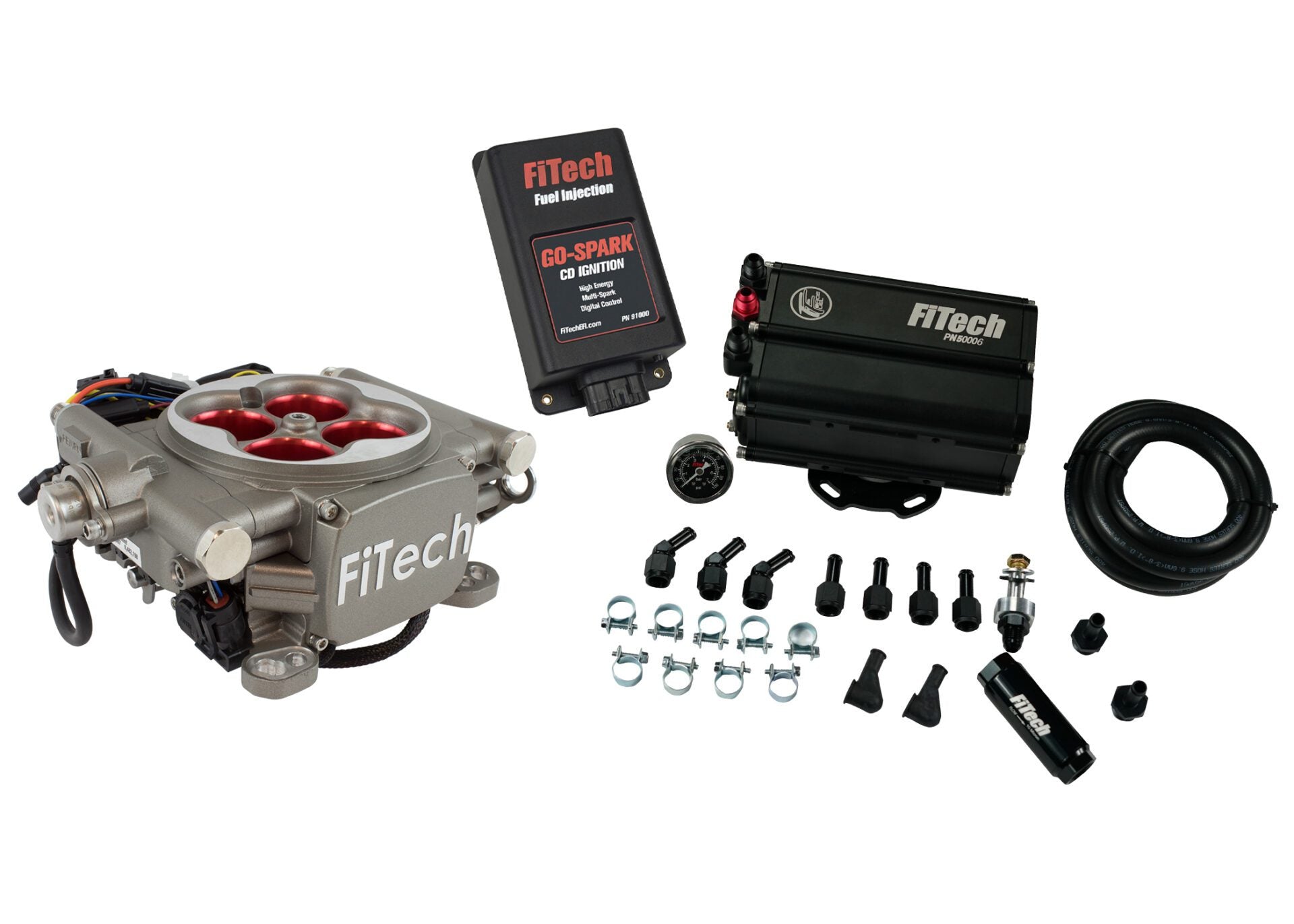 FiTech 93553 Go Street 400 HP Cast EFI Sys w/ Force Fuel Mini Delivery Master Kit and Go Spark