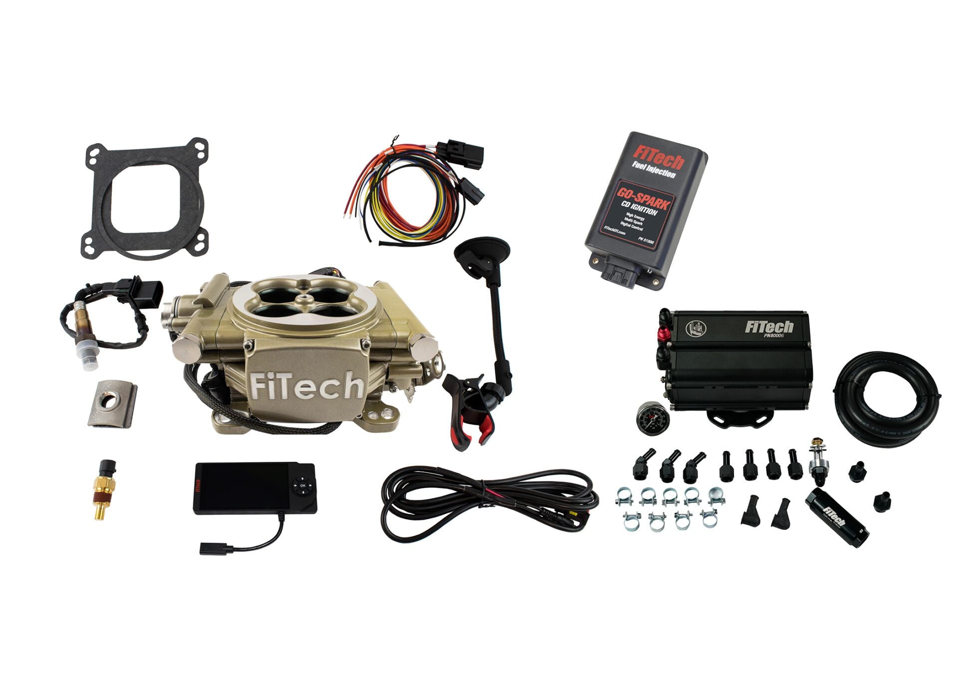 FiTech 93555 Easy Street 600 HP Classic Gold EFI Sys w/ Force Fuel Mini Delivery Master Kit