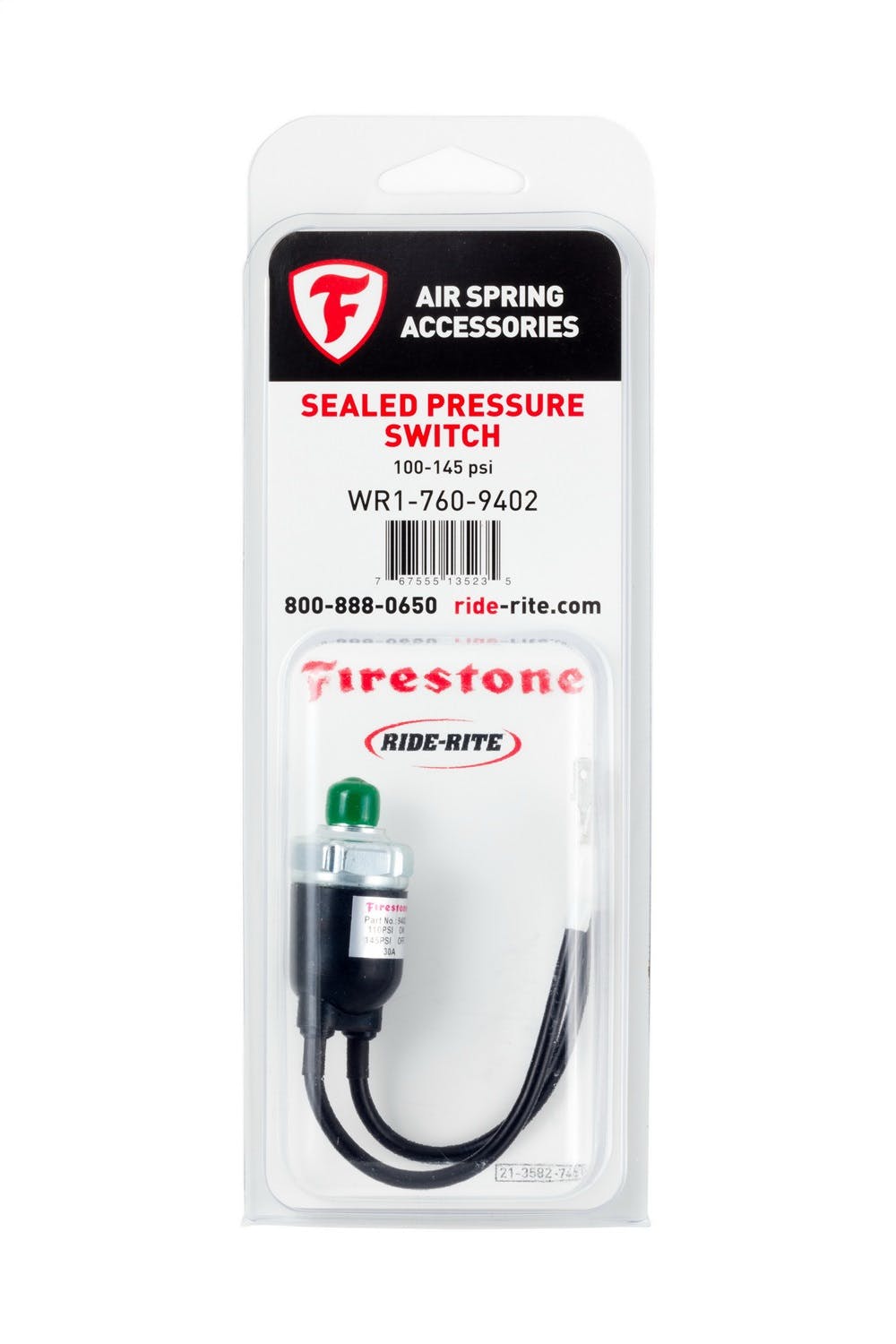 Firestone Ride-Rite 9402 Sealed Pressure Switch 110-145 psi