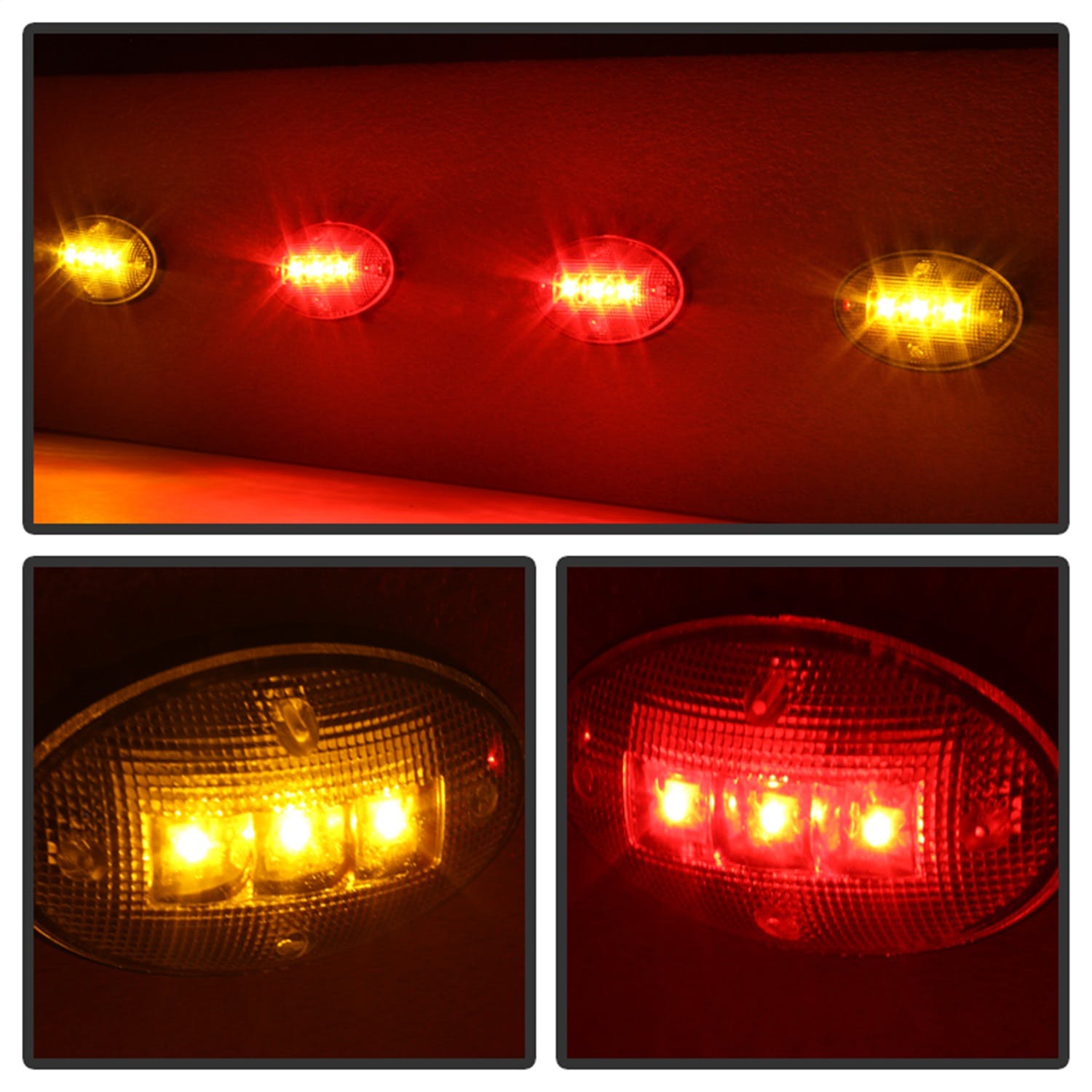 XTUNE POWER 9924651 Ford SuperDuty F250 to F550 99 10 Duy Fender 2 Red LED 2 Amber LED Side Fender Lights 4pcs Clear