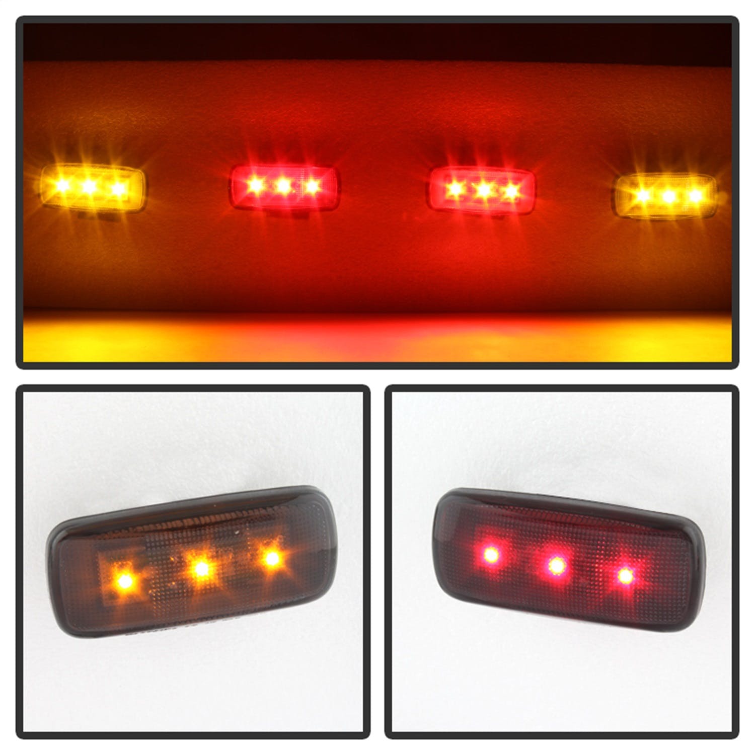 XTUNE POWER 9924781 Dodge Ram 10 14 Duy 2 Red LED 2 Amber LED Fender Lights 4pcs Smoke