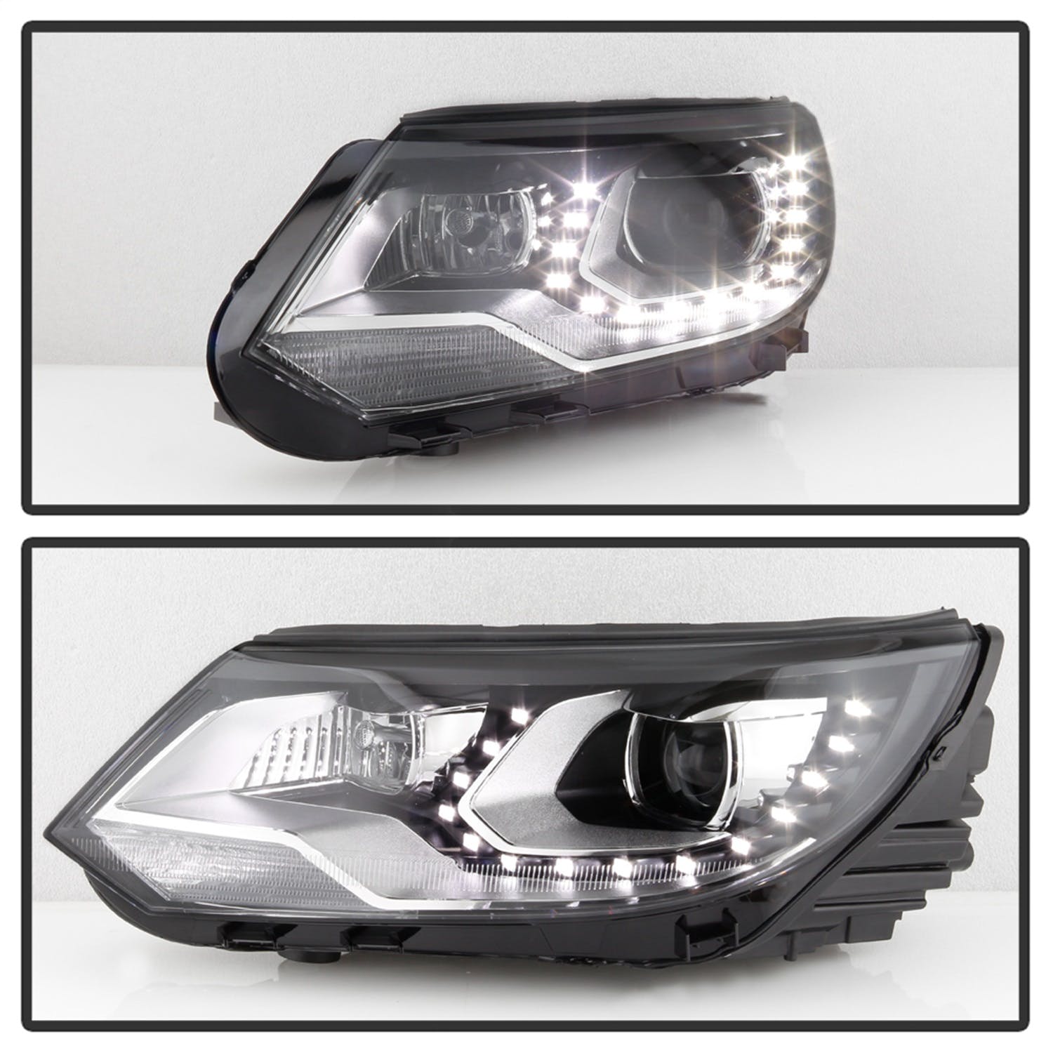 XTUNE POWER 9948527 VW Tiguan 12 17 (Fit OE Halogen Model) LED DRL Projector Headlights Low Beam H7(Included) ; High Beam H7(Included) ; Signal 1156A(Included) Chrome