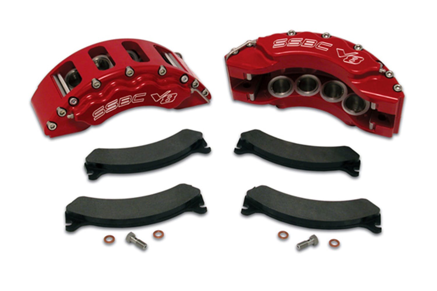 Stainless Steel Brakes A193-1R Quick Change Front 8-Piston V8 Aluminum Caliper Upgrade Kit 99-04 F250/F350-Red