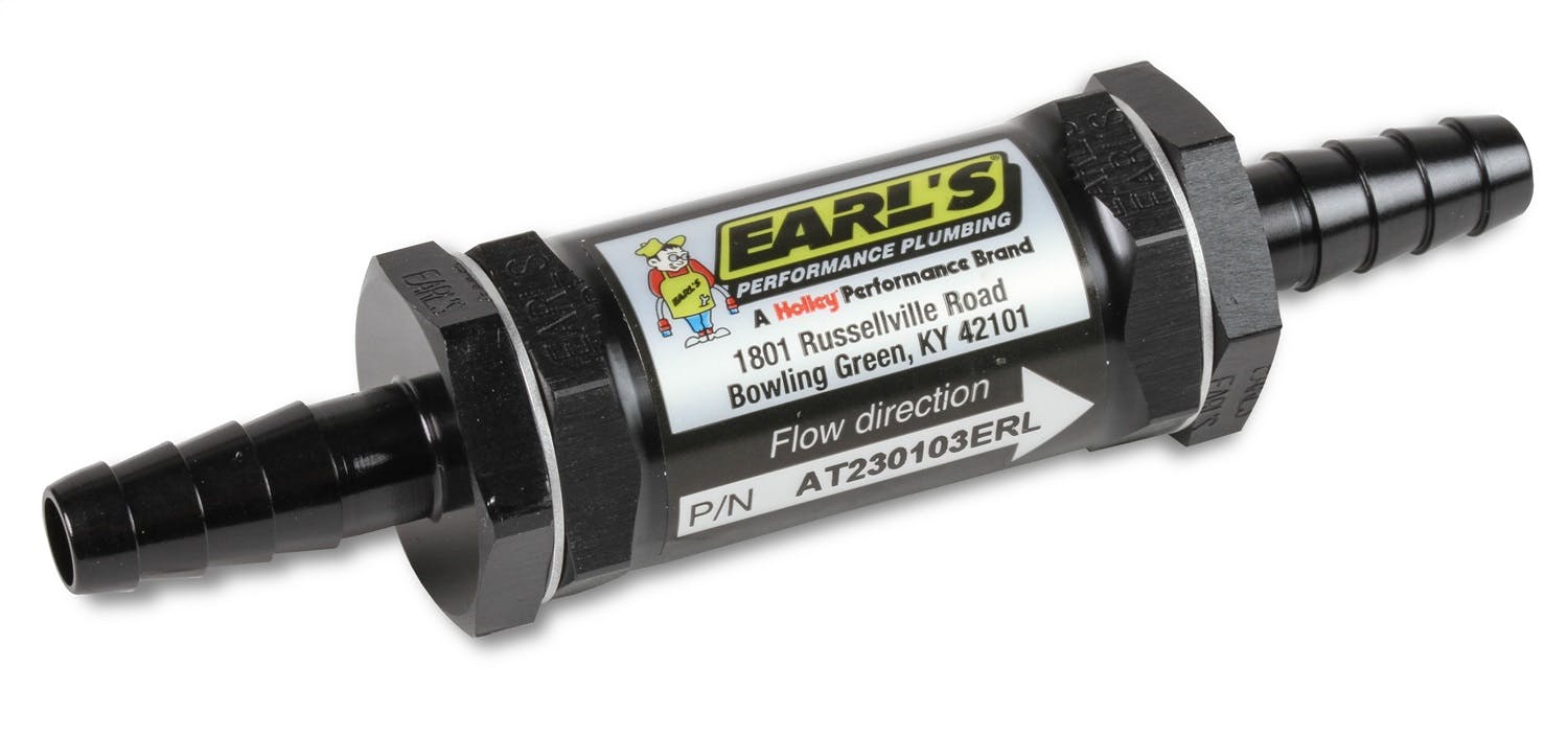 Earl's Performance Plumbing AT230103ERL 5/16 - 3/8 BARB FUEL FILTER BLACK